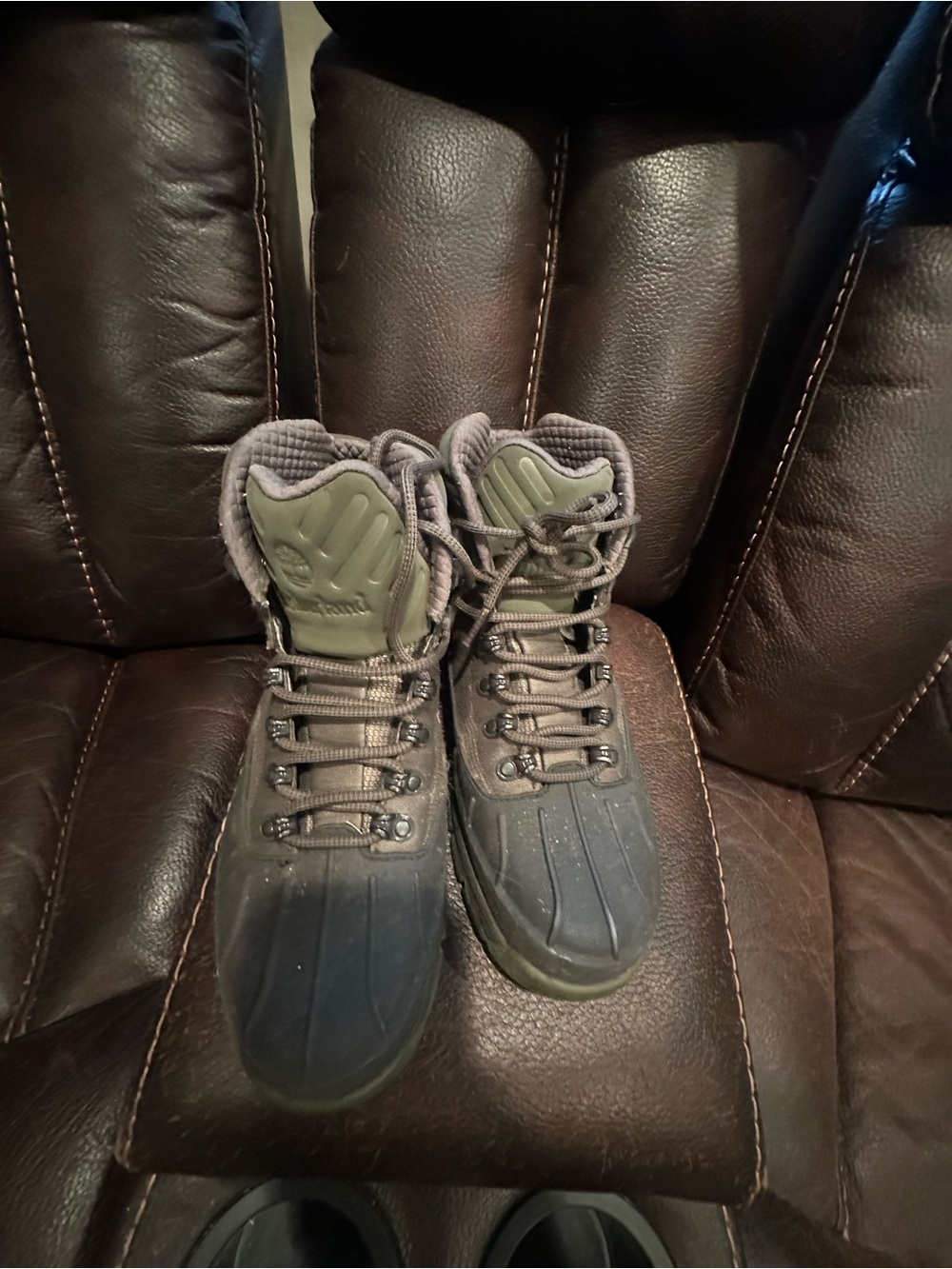 Timberland Olive Green and Black Lace-Up Outdoor Boots